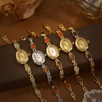 Sophisticated Oval Dial Stone Quartz Watch