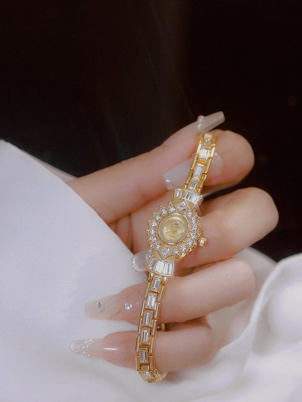 Crystal Flower Dial Link Bracelet Watch