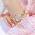 Floral Crystal Dial Link Watch