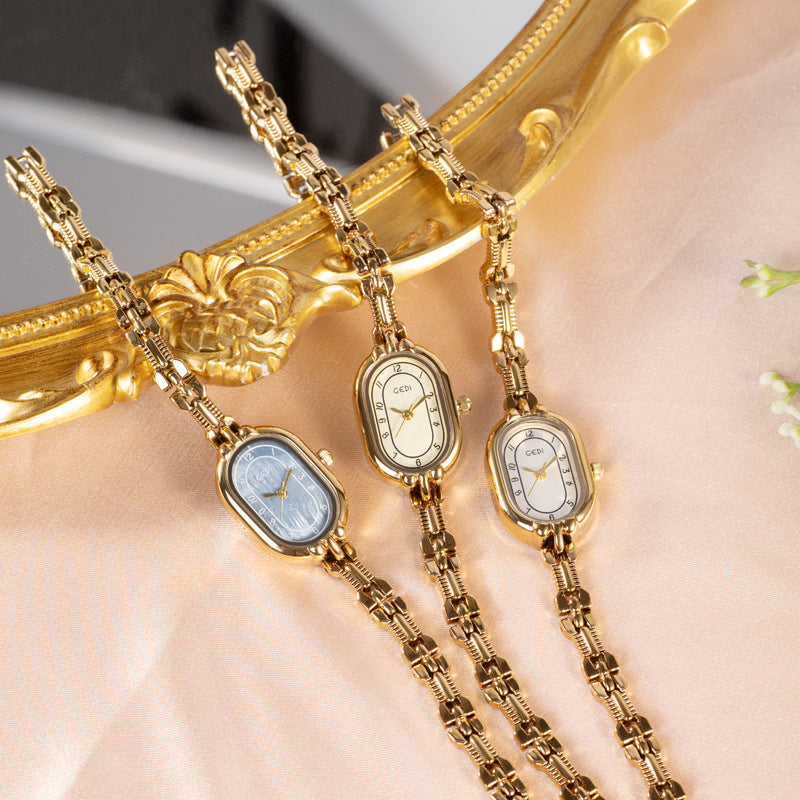 Oval Numeric Dial Link Bracelet Watch