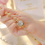 Round Minimal Dial Floral Crystal Watch