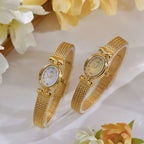 Oval Dial Diamond Accented Link Bracelet Watch