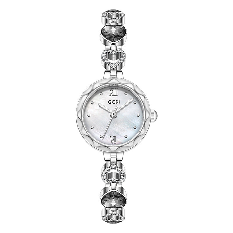 Fluted Bezel Crystal Link Bracelet Watch