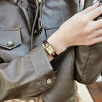 Square Minimal Dial Textured Strap Watch
