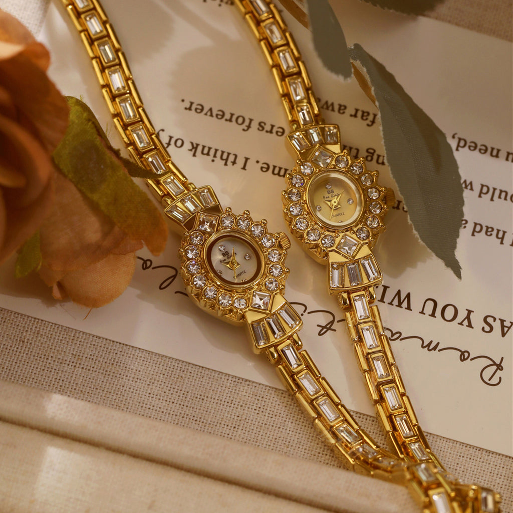 Crystal Flower Dial Link Bracelet Watch