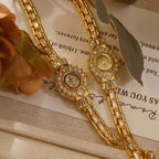Crystal Flower Dial Link Bracelet Watch
