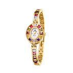 Oval Multi-Gemstone Bezel Bracelet Watch
