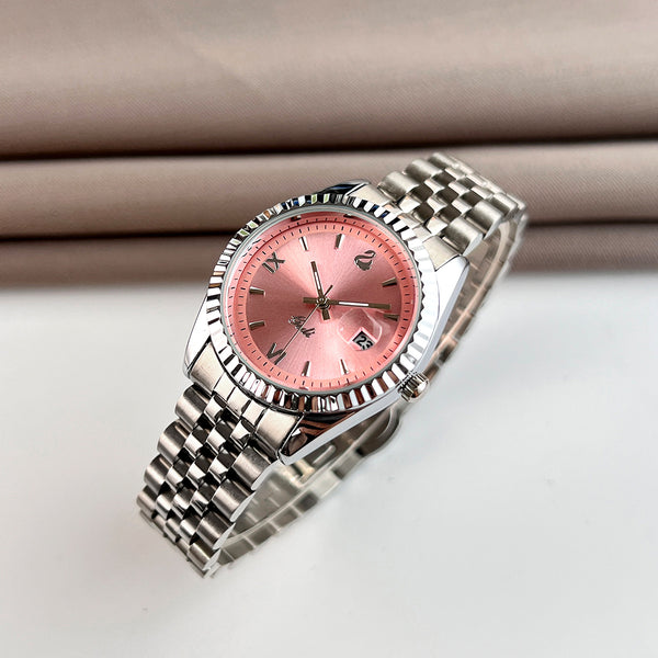 Fluted Bezel Date Dial Bracelet Watch