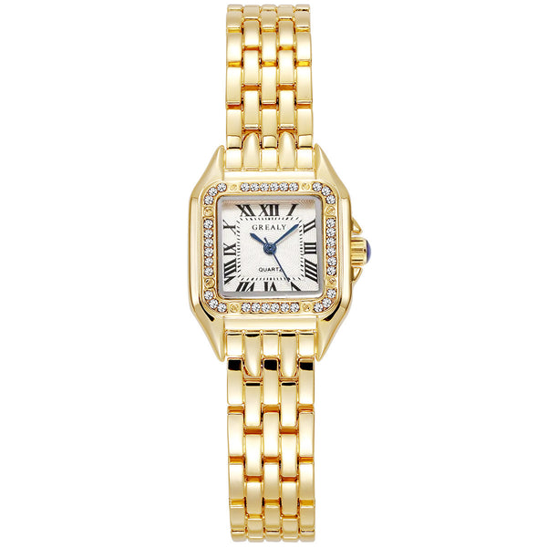 Gold Square Roman Dial Link Watch