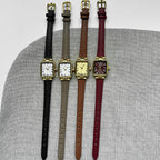 Square Roman Textured Dial Strap Watch