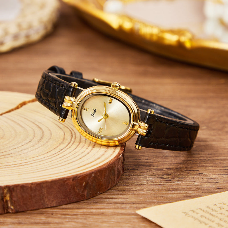 Oval Minimal Dial Classic Strap Watch
