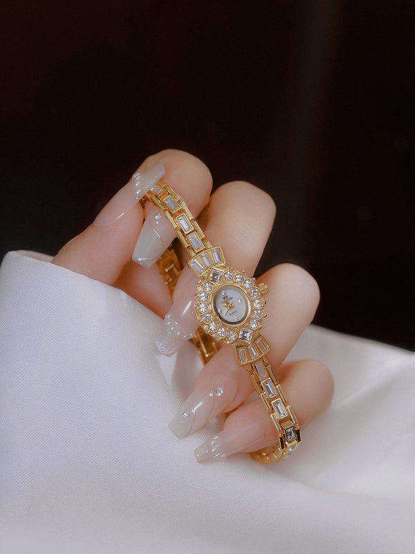 Crystal Flower Dial Link Bracelet Watch