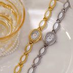 Oval Dial Gemstone Link Bracelet Watch