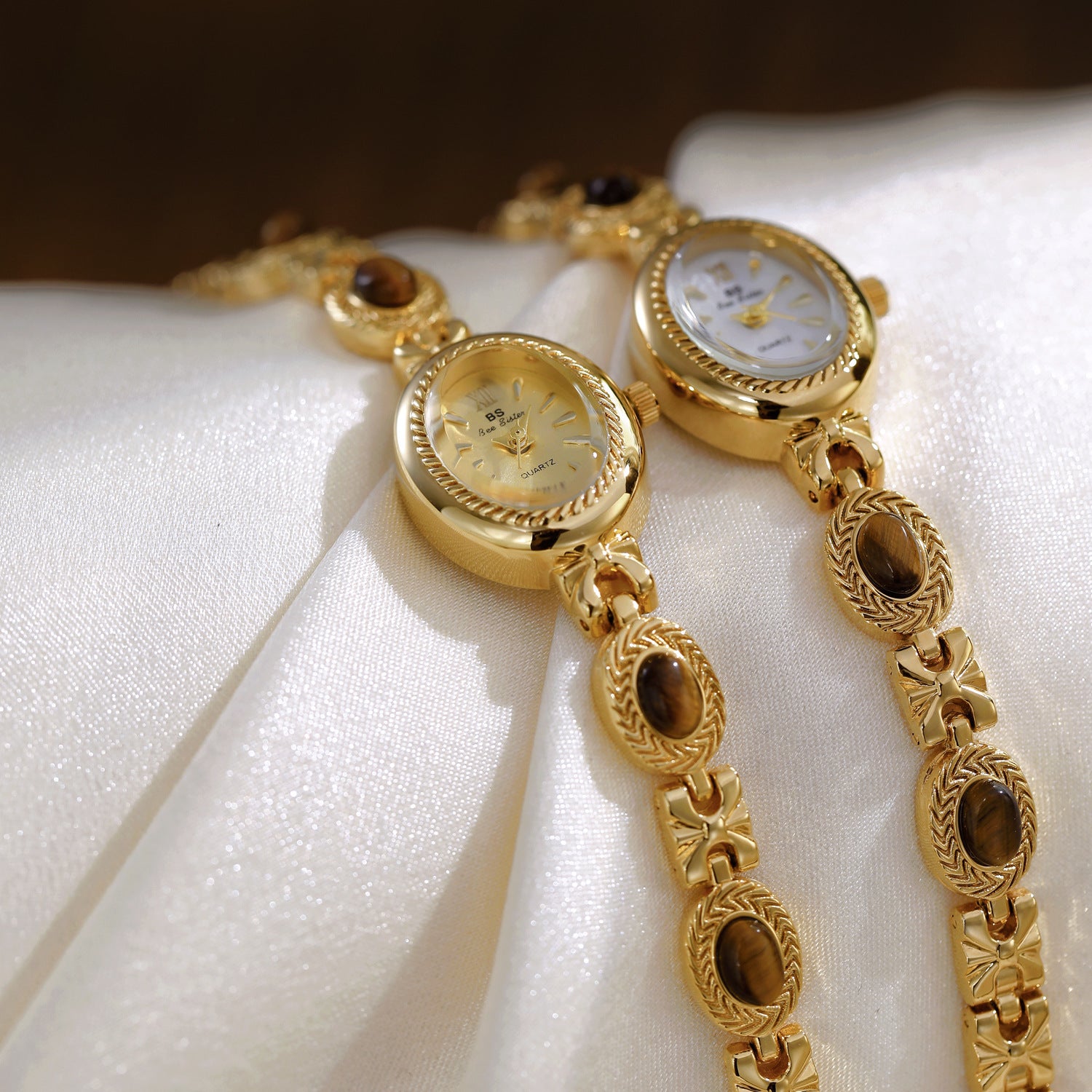 Oval Dial Gemstone Link Bracelet Watch