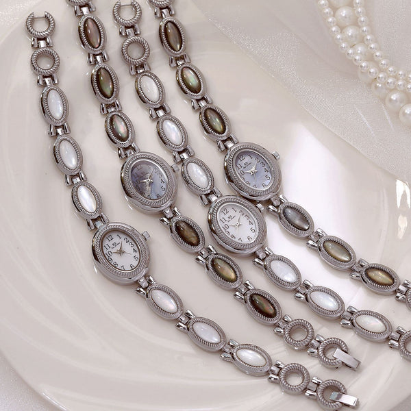 Oval Dial Gemstone Link Bracelet Watch