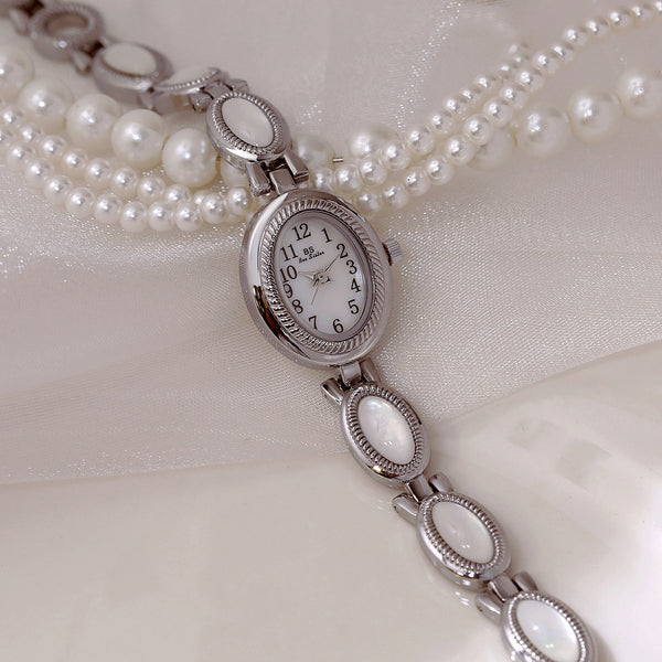 Oval Dial Gemstone Link Bracelet Watch