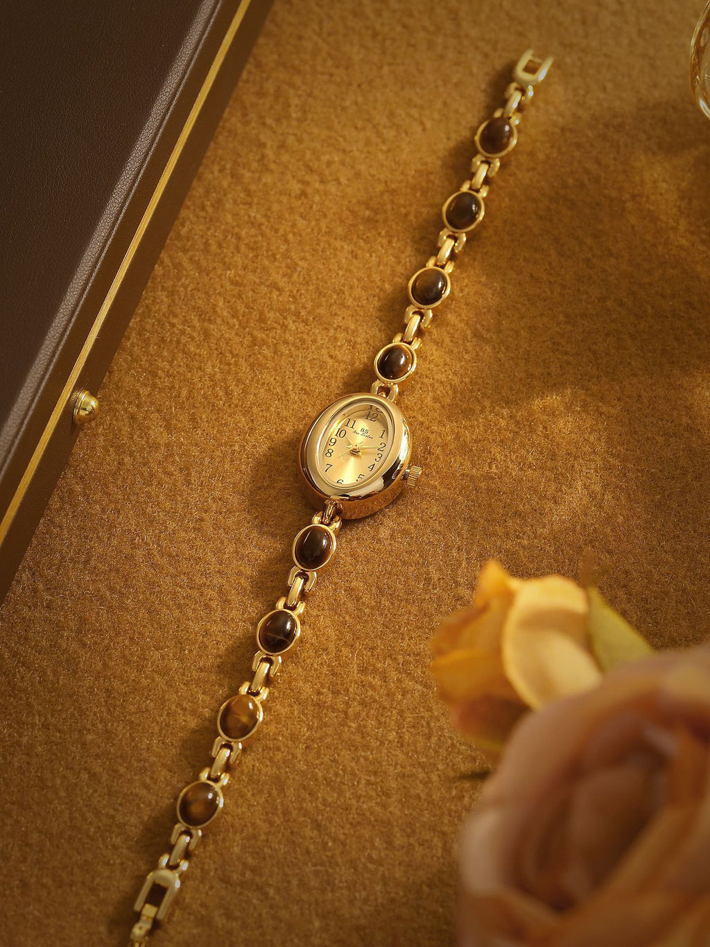 Sophisticated Oval Dial Stone Quartz Watch