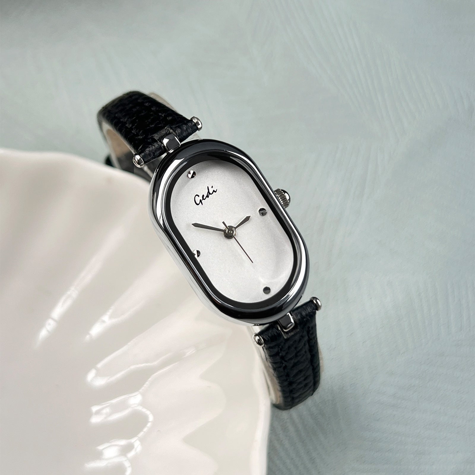 Oval Minimal Dial Slim Strap Watch