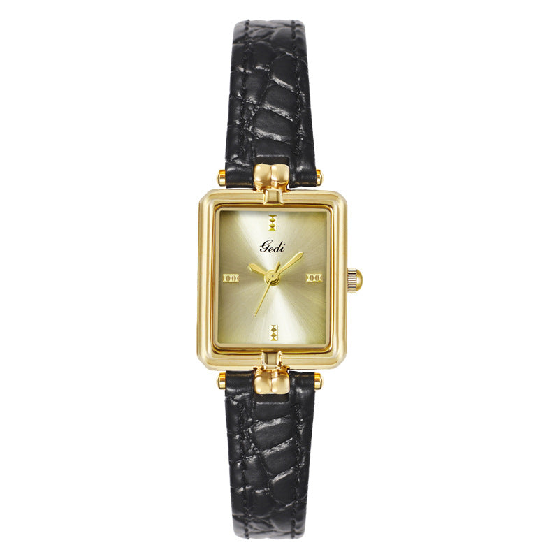 Square Minimal Dial Textured Strap Watch