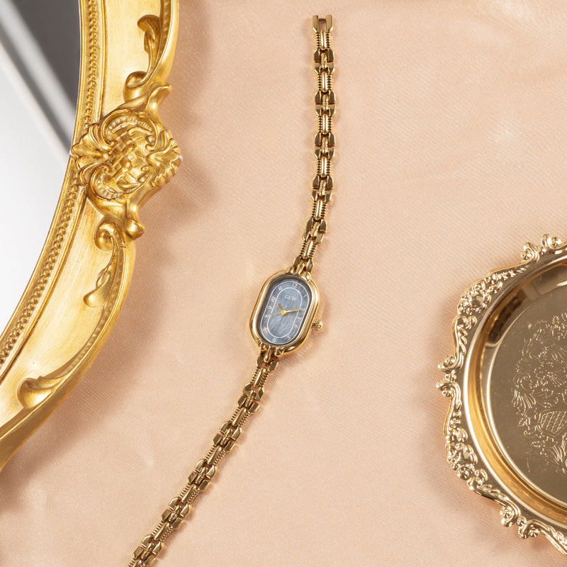 Oval Numeric Dial Link Bracelet Watch