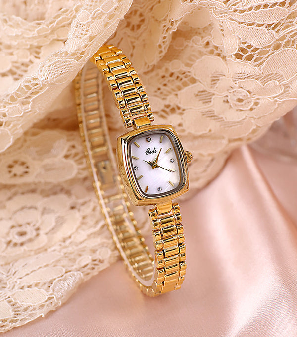 Gold Cushion Dial Colored Face Watch