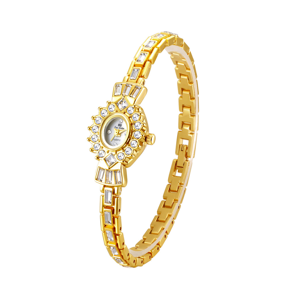 Crystal Flower Dial Link Bracelet Watch