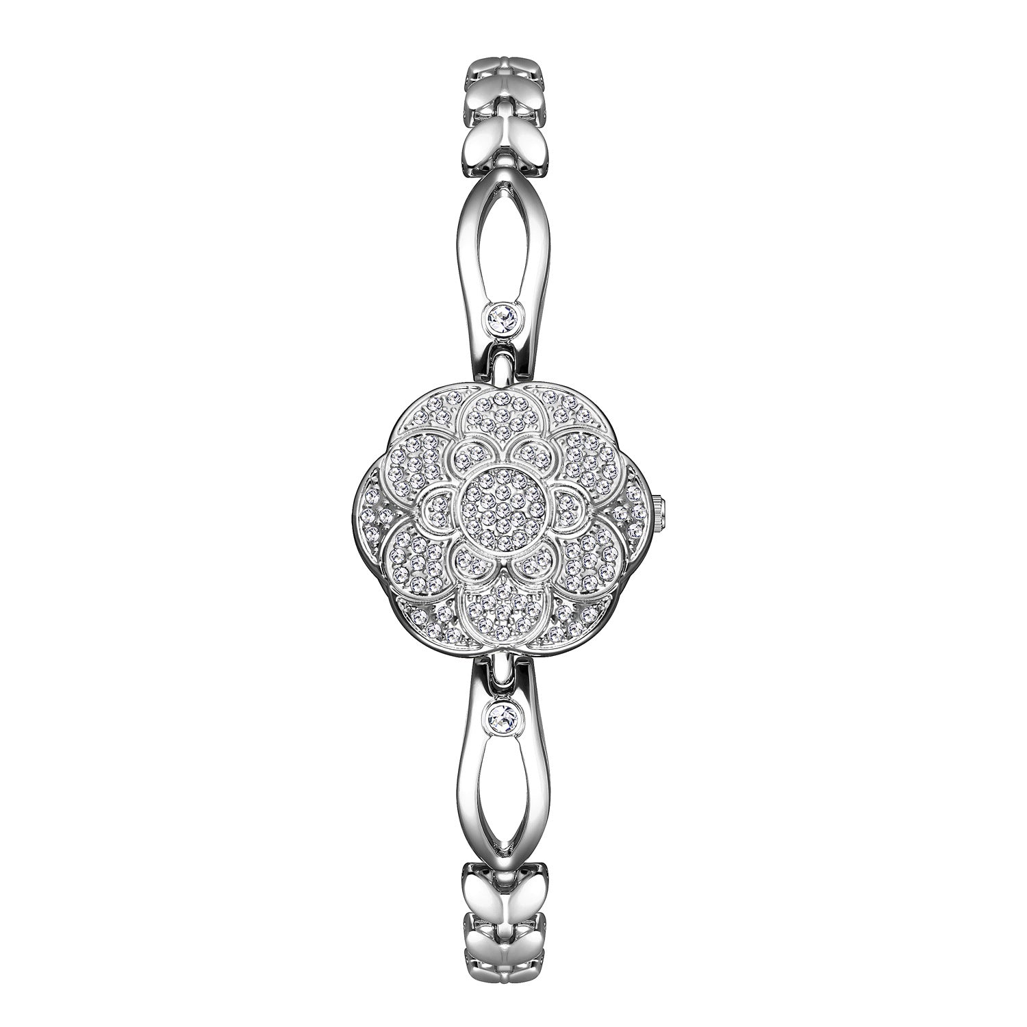 Floral Crystal Dial Link Watch