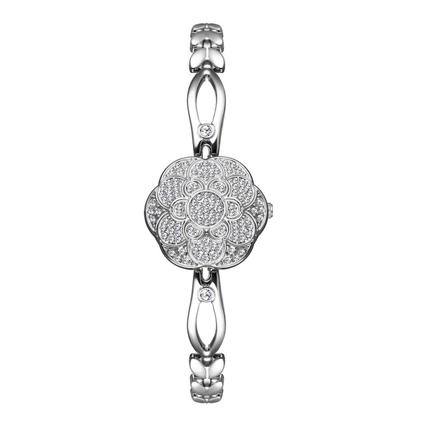 Floral Crystal Dial Link Watch