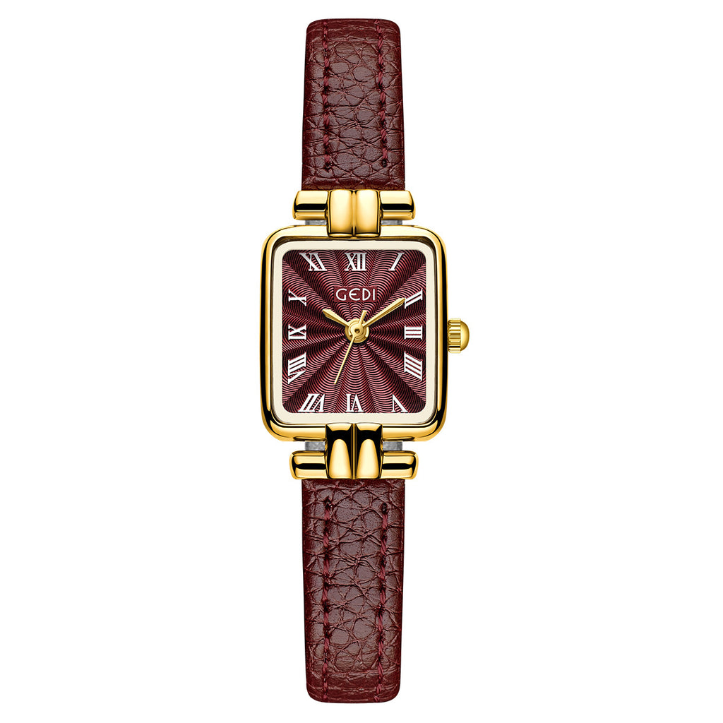 Square Roman Textured Dial Strap Watch