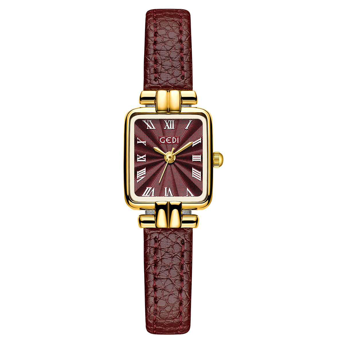 Square Roman Textured Dial Strap Watch