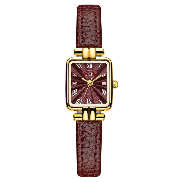 Square Roman Textured Dial Strap Watch