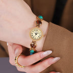 Textured Bezel Roman Dial Pearl Watch