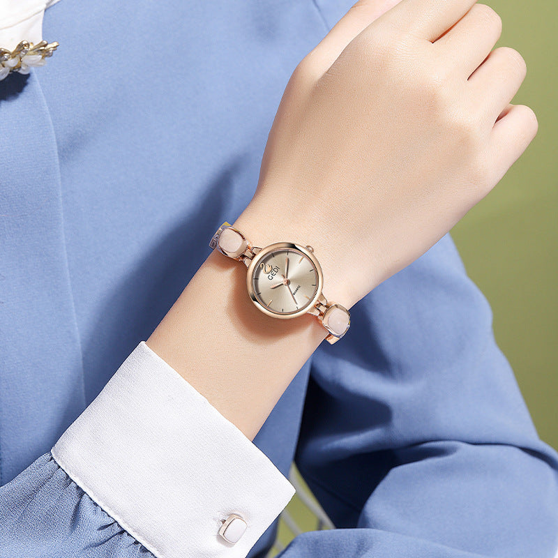 Round Minimal Dial Stone Link Watch