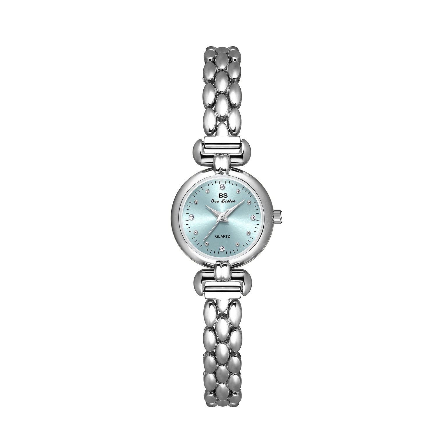 Round Crystal Dial Link Bracelet Watch