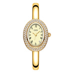 Oval Roman Crystal Bezel Bangle Watch