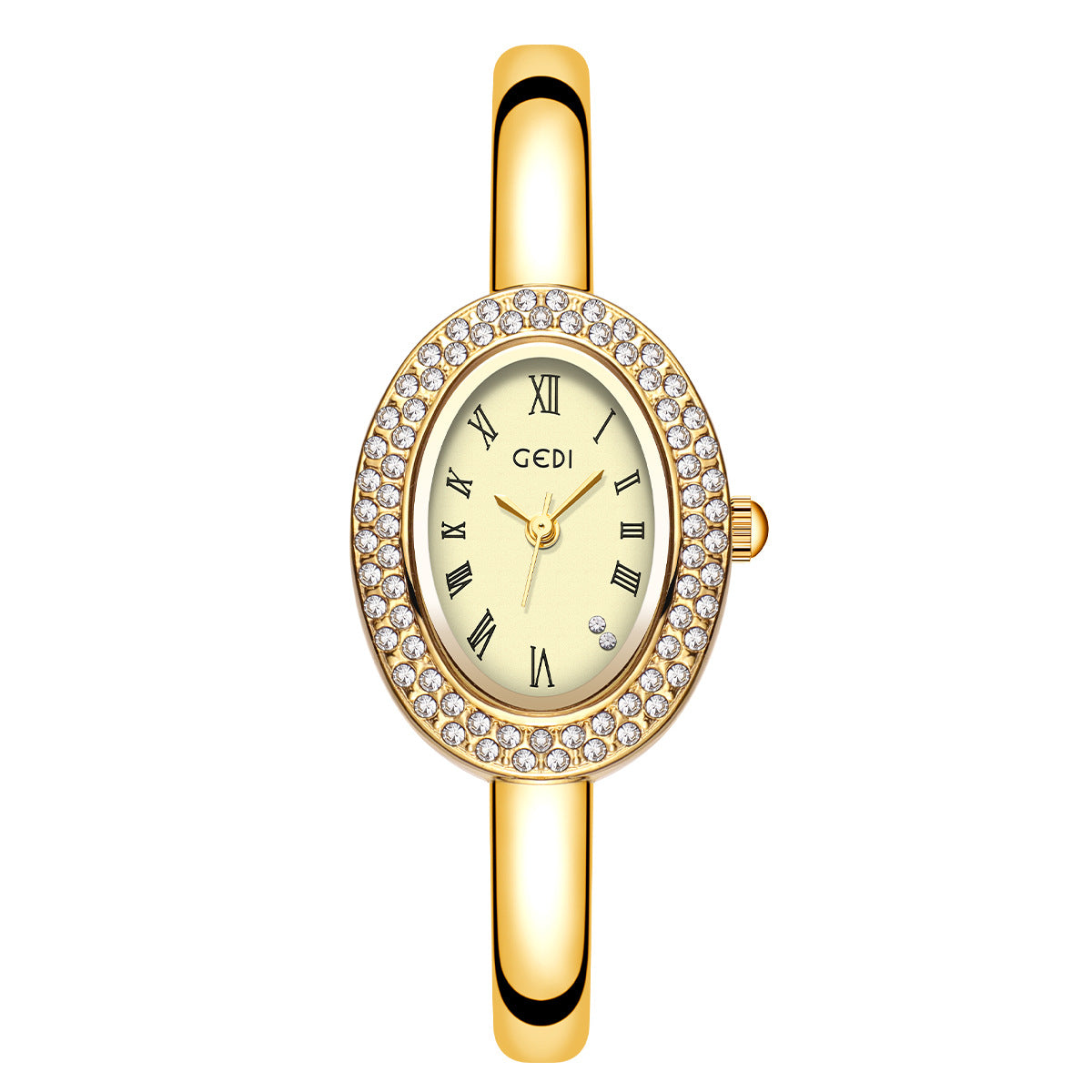 Oval Roman Crystal Bezel Bangle Watch