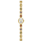 Oval Dial Multi-Gemstone Link Watch