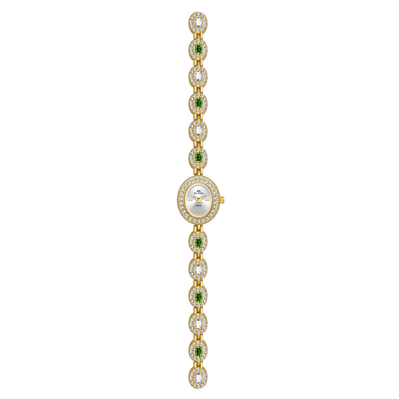 Oval Gemstone Crystal Link Bracelet Watch