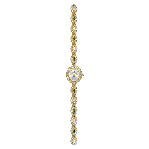 Oval Gemstone Crystal Link Bracelet Watch