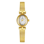 Oval Dial Diamond Accented Link Bracelet Watch