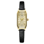 Gold Rectangular Crystal Accent Strap Watch