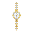 Round Crystal Bezel Floral Link Watch