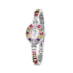 Oval Multi-Gemstone Bezel Bracelet Watch