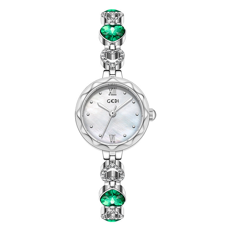 Fluted Bezel Crystal Link Bracelet Watch