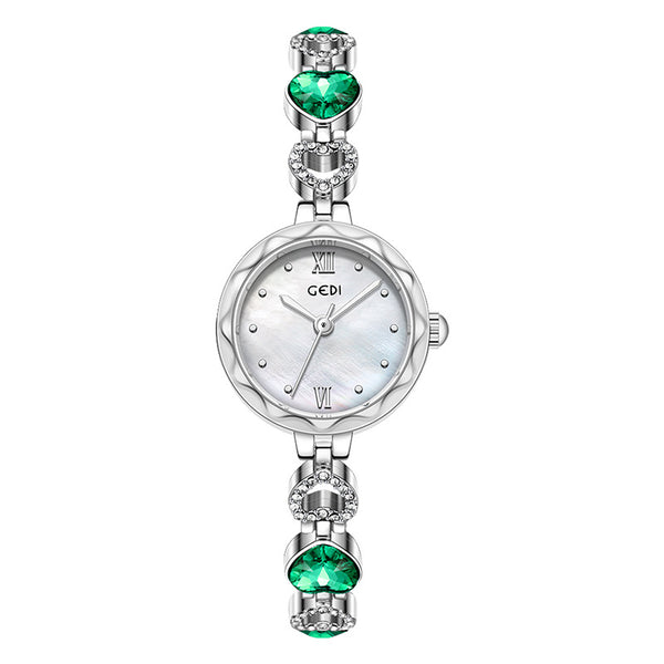Fluted Bezel Crystal Link Bracelet Watch