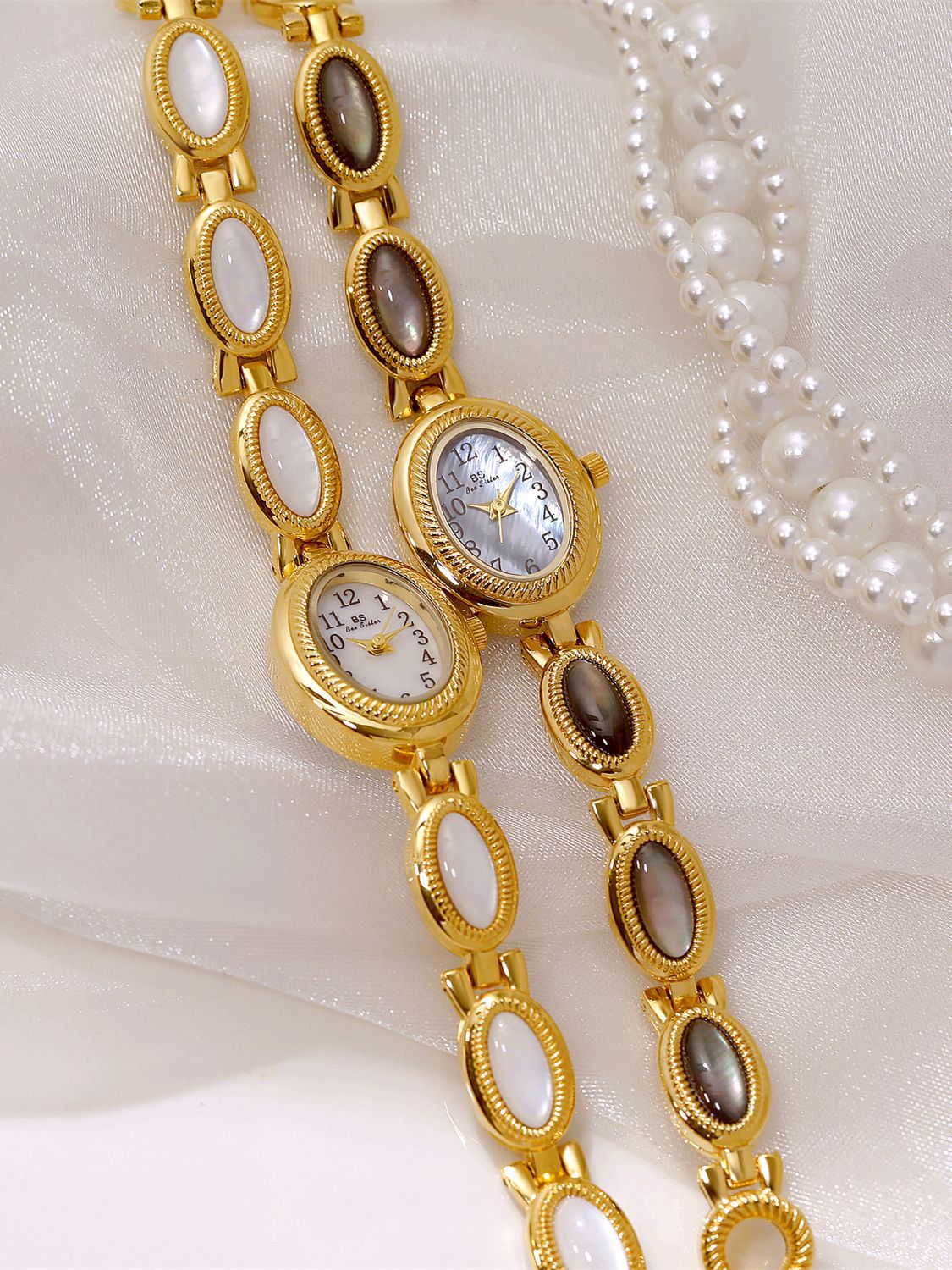 Oval Dial Gemstone Link Bracelet Watch