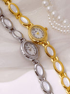 Oval Dial Gemstone Link Bracelet Watch