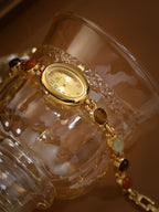 Sophisticated Oval Dial Stone Quartz Watch
