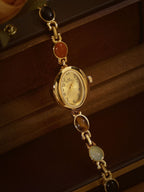 Sophisticated Oval Dial Stone Quartz Watch