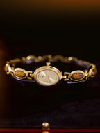 Oval Dial Green Gemstone Link Bracelet Watch
